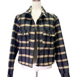 Joie  Plaid Brushed Flannel Jacket Shacket Black & Tan Plaid Check Size Large Photo 0