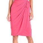 Lark & Ro Jersey Knit Ruched Wrap Dress Sz XL Girl Boss Wedding Bubblegum Pink Photo 0