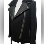Sandro small Black Leather-Trim Wool Jacket $700 Photo 7