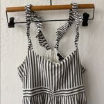 Madewell Gray White Stripe Ruffle Tank Mini Empire Dress Size 8 Photo 4
