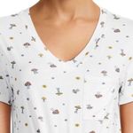 No Boundaries NWT Tee mushrooms t-shirt women’s v neck xsmall short sleeve front knot white Photo 2