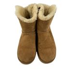 UGGS - Bailey Bow Suede Sheepskin Ankle Boots in Caramel Brown Photo 1