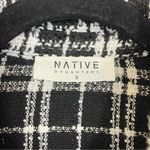 NATIVE DAUGHTERS Black Plaid Oversized Frayed Shirt Jacket Shacket Size Small Photo 3