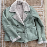 Free People  Sage Green Vegan Leather Shearling Jacket Small Cottagecore Moto Photo 0