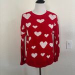 Marled Red and White Heart Pattern Crew Neck Sweater Size M Photo 1