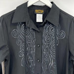 Bob Mackie  Wearable Art Black Long Sleeve Button Up‎ Sequin Design Size Small Photo 1