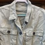 JODIFL  size M button up denim jacket ruffle pockets olive army green boutique Photo 2