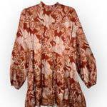 Fantastic Fawn  Brown Floral Tiered Mini Dress Romantic Boho Folk S Photo 0