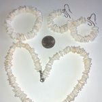 Puka Shell Vintage Necklace Bracelet & Pierced Earrings Set White Photo 4
