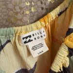 Billabong Yellow Orange Pink Floral Sun City Puff Sleeve Crop Blouse Large Photo 2