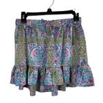 Juicy Couture VTG Floral Paisley Elastic Waist Ruffle Hemline Mini Skirt M Photo 0