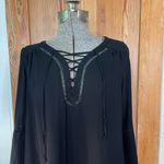 BB Dakota Black Lace-Up Bell Sleeve Swing Dress Sz Mπ Photo 1