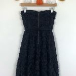 YA Los Angeles NWT  Strapless Silk Rose Appliqué Black Mini Dress Size Small Photo 9