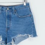 Levi's Womens 501 High Rise Button Fly Demin Shorts Size 27 Blue Raw Hem Festival Photo 1