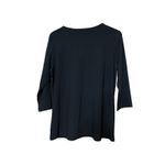 Dennis Basso  Women Size M Black Shirt Eyelet Drawstring Blouse 3/4 Sleeve‎ Photo 1