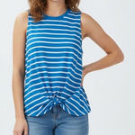Abound  Blue White Stripe Tie Front Sleeveless Tank Top Women's Size Medium Photo 0