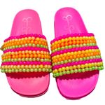 Jessica Simpson NWT Colorful Beaded Slip On Sandals Women 7 Slides Pool Beach Photo 1