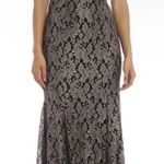 Nightway Keyhole Neck Sleeveless Scalloped Black Shimmery Lace Formal Gown, 4 Photo 0