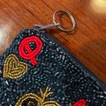 Tiana NY Crown Queen of Hearts Navy Blue Beaded Coin Purse Pouch Red Photo 2