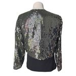 Vintage Lew Magram Silver Sequin Open Front Bolero Jacket, Sz M Size M Photo 3