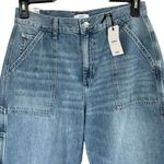 Forever 21 SZ 29 Cargo Jeans High-Rise Zip-Fly Relaxed Fit Light Wash Whiskered Photo 1