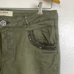 Mos Mosh Pants Womens Size 31 Green Naomi Shine Pants Chino Cotton Beaded Boho Photo 3