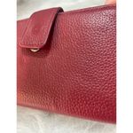 Red Pebbled Leather Wallet With Snap Closure & ID Window Photo 1