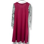 LuLaRoe  NWT Emily Dress‎ Long Sleeve Women’s Size XXS Burgundy Black White Print Photo 1