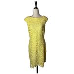 Ralph Lauren Lauren  Dress Women 12 Yellow Floral Lace Cap Sleeve Sheath Preppy Photo 1