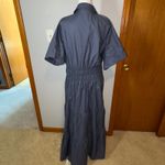 Anthropologie  the Somerset Blue Maxi Dress short‎ sleeve Tiered Pockets M Photo 3