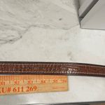 Liz Claiborne Vintage Brown Embossed Leather Belt Gold Silver Buckle Women Large Photo 6