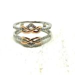 14K white gold, rose gold, diamond ring enhancer/open work ring, *size 6, 3.8g Multiple Photo 11