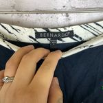 Bernardo  Navy Blue Sequin Floral Print A Line Midi Skirt Photo 2