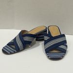 Chico's  Woven Criss Cross Block Heel Sandals Blue Slip On Size 9.5 MSRP $148 Photo 5