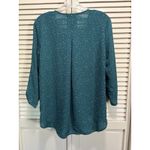 Peace & Pearls  Green/Wh Polkadot Chiffon‎ Wrap Front 3/4 Tab Sleeve Blouse Sz M Photo 4