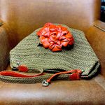 Brighton JUTE AND ROSE CORAL LEATHER LARGE BAG Photo 5
