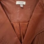 Tobi Vegan Faux Leather Hooded Motorcycle Moto Zippered Brown Jacket Size Small Photo 13
