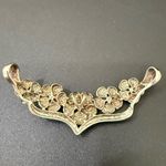 Unique Vintage 925 Sterling Silver Hibiscus Flowers Slider Collar Pendant 8g. Photo 10