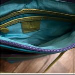 Leather Cross Body Shoulder Bag by ILI New York Colorful Stripes Blue Photo 5