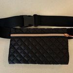 Quilted Black Belt Bag with Rose Gold Zipper Photo 0