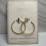 Myra Bags  Handcrafted Gold Tone Clear Crystal Pierced Hoop Earrings Moonshine Photo 0