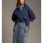 Pilcro ANTHROPOLOGIE Blue Johnny Collar Pullover Roomy Sweatshirt Women's MEDIUM Photo 12