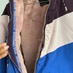 Bershka  Color Block Chevron Jacket Faux Fur Hood Size M Women's Photo 6