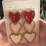 Three hearts earrings Pink Photo 0