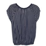 Carve Designs Womens Stripe Keyhole Short Sleeve Pullover Blouse Blue Small Photo 2