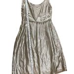 Elie Tahari sleeveless metallic pewter dress, silk cotton blend prom 12 Photo 4
