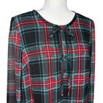 Draper James Dress M Drop Waist Sheer Sleeve Plaid Academia Preppy Schoolgirl Photo 2