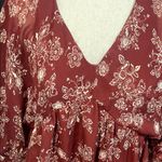 Bailey blue  Floral V-Neck Women's Top - Red Photo 2