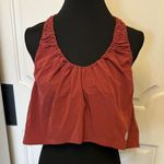 Free People FP Movement Burgundy Cropped Ruched Flowy Too Shirt NWOT Red Size L Photo 0