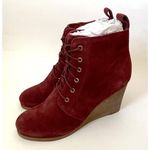 Dita Wedge Lace Leather Suede Upper Boot Burgundy Red Size 7 NEW Photo 0
